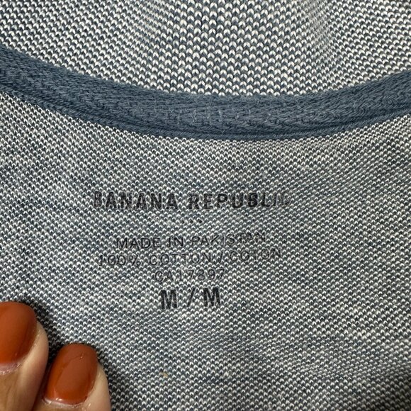 2/$30 Banana Republic Birdseye Stripe Polo Shirt Buoy Blue Medium #BAG7 - Picture 5 of 8